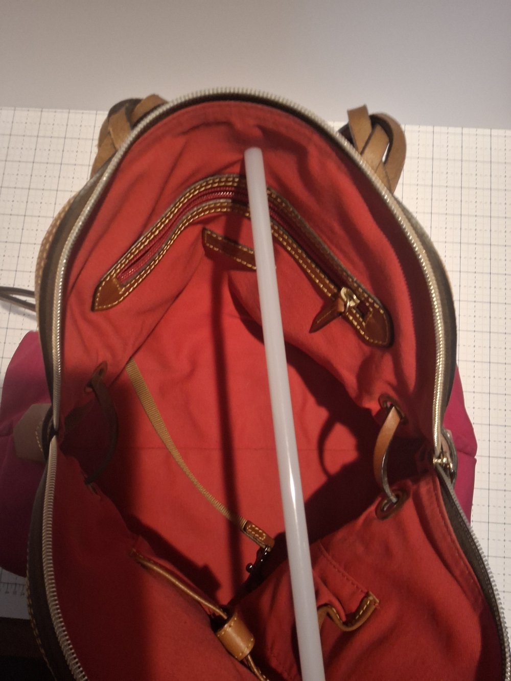 Dooney & Bourke Pink Nylon Satchel with Tan Leather Trim - Picture 11 of 14